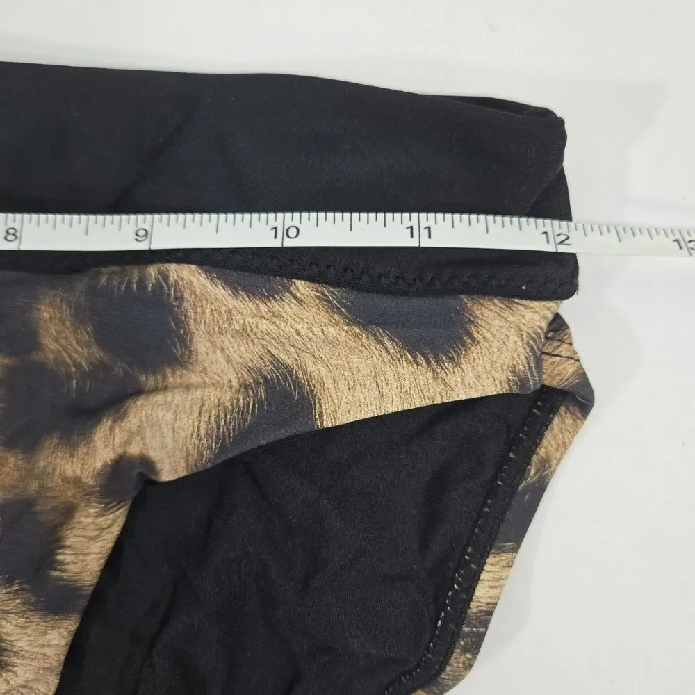 PILYQ Women's Size Small Bikini Bottom Cheetah Print Jungle High-Waist Full NWT‎